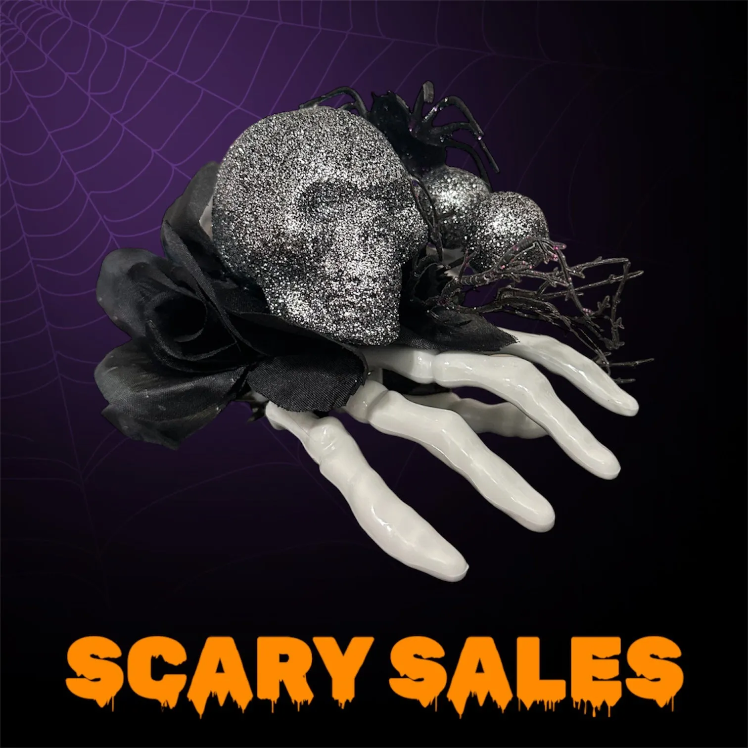 Black Skull & Skeleton Hand Headpiece