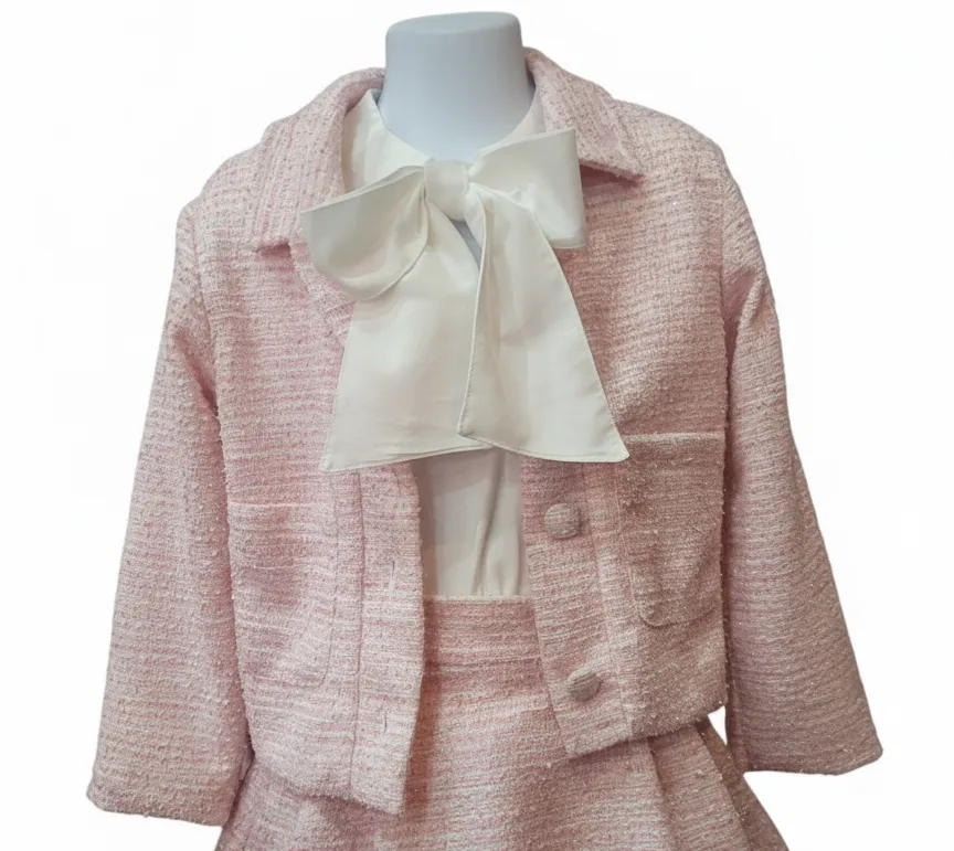 Sparkling Pink & White Tweed Jacket by Enchanté